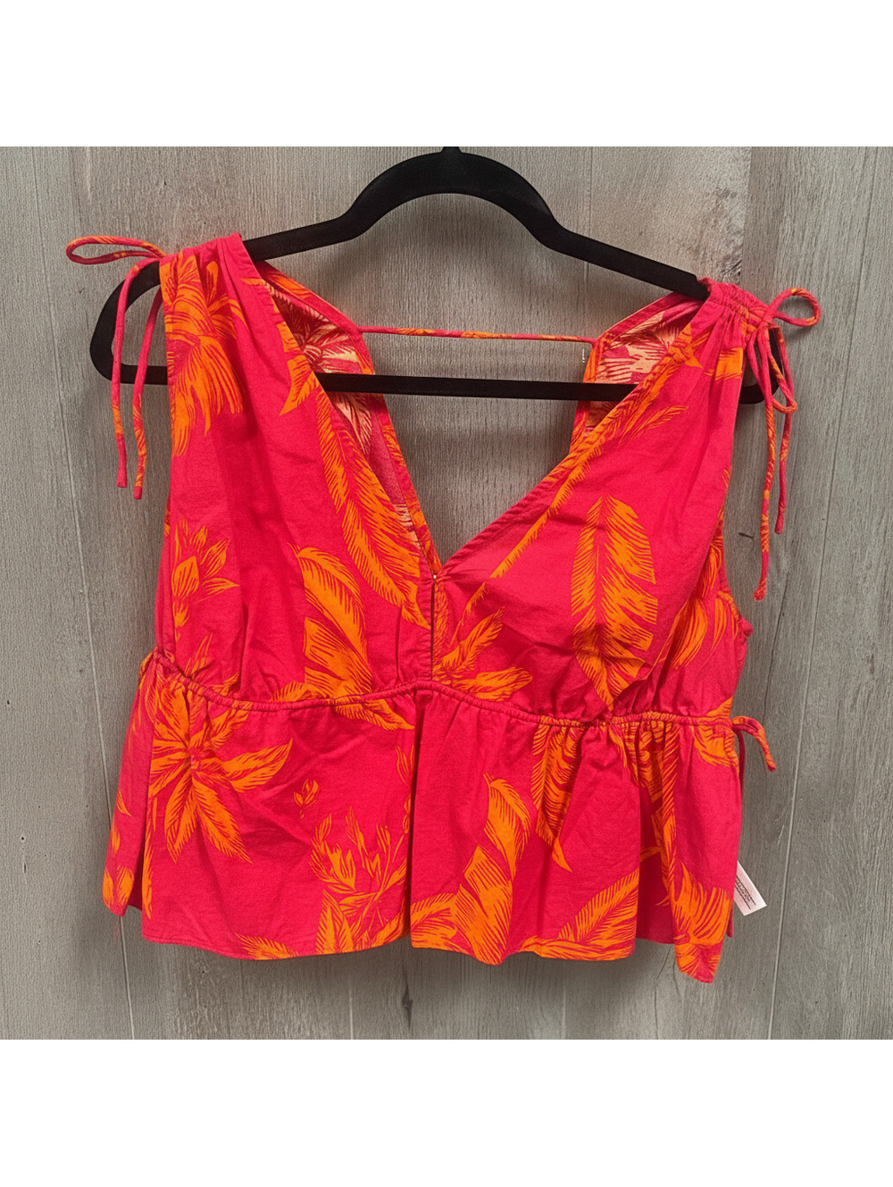 a new day Women's Sleeveless Tropical Print Peplum Top Medium